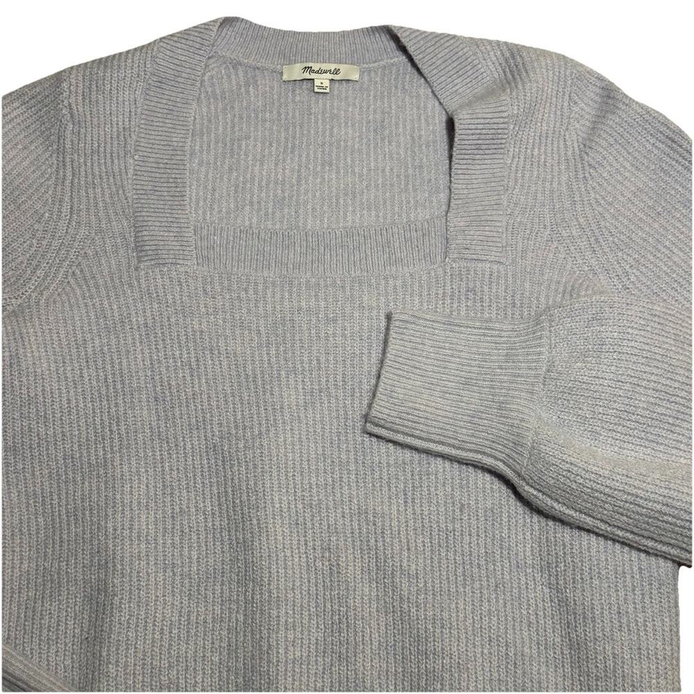 Madewell Womens Small Square Neck Sweater Lavender Purple Puff Sleeve Wool Blend - Picture 4 of 7